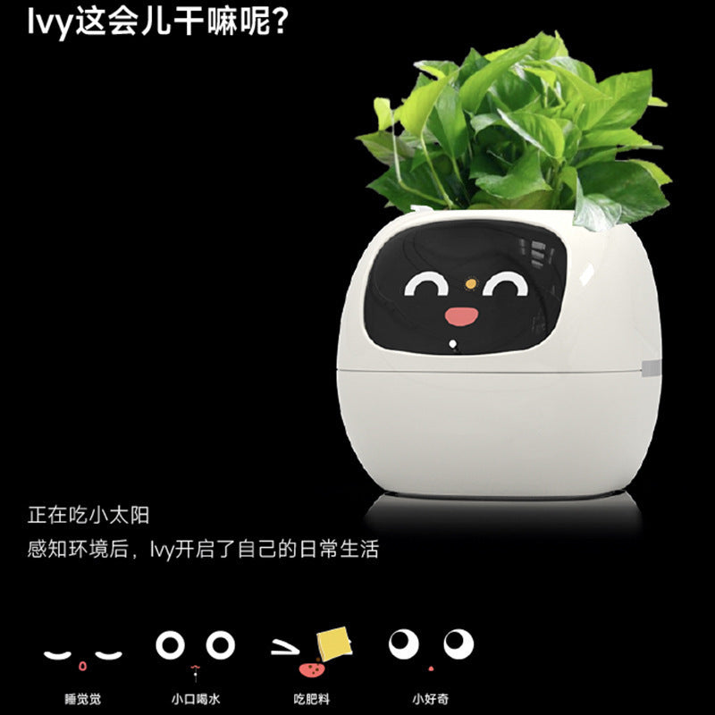 Intelligent lazy person automatic suction flower pot, plant plastic resin USB rechargeable indoor