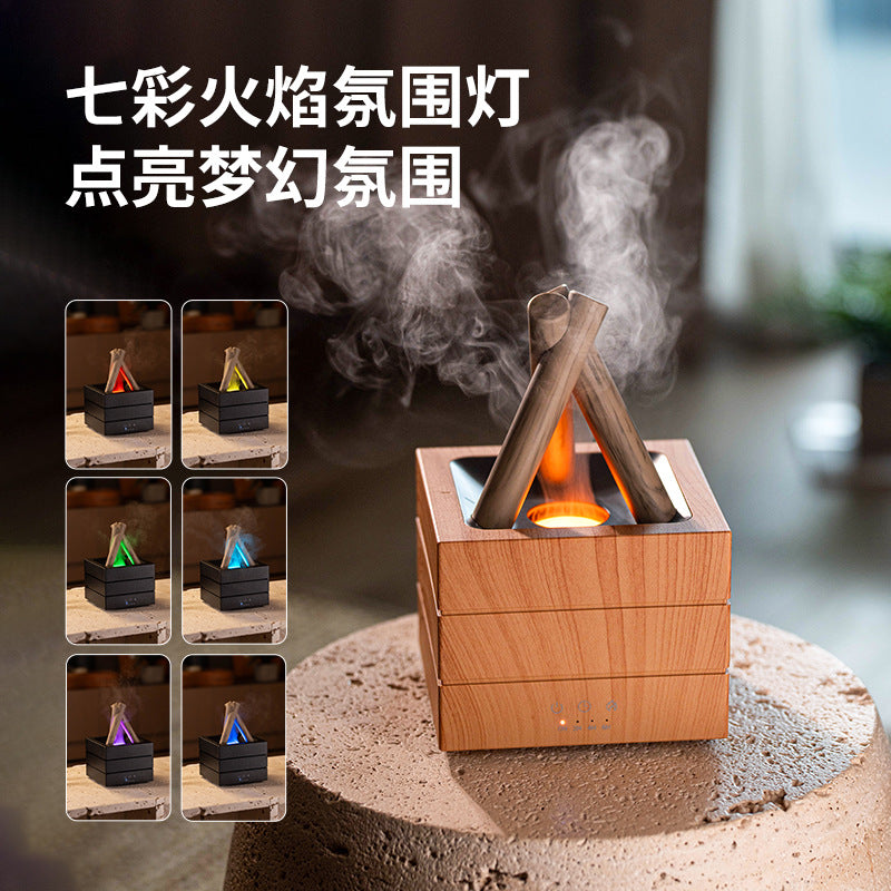 Bonfire aroma diffuser, home desktop usb plug-in, seven-color flame atmosphere essential oil diffuser and humidifier