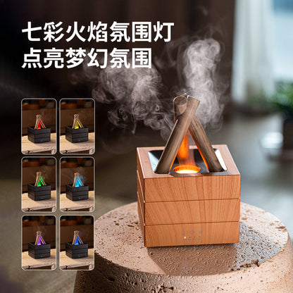 Bonfire aroma diffuser, home desktop usb plug-in, seven-color flame atmosphere essential oil diffuser and humidifier