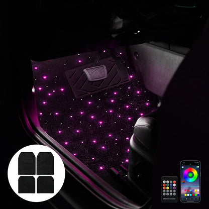 LED ambient light, full sky Star RGB illuminated floor mat, universal floor mat for car interior
