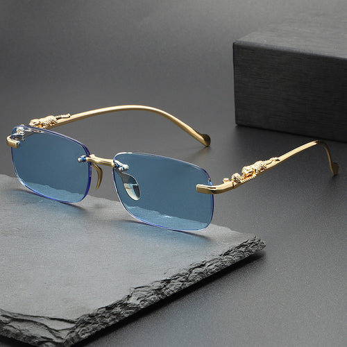 Men's Frameless Sunglasses - Leopard Temple Trendy