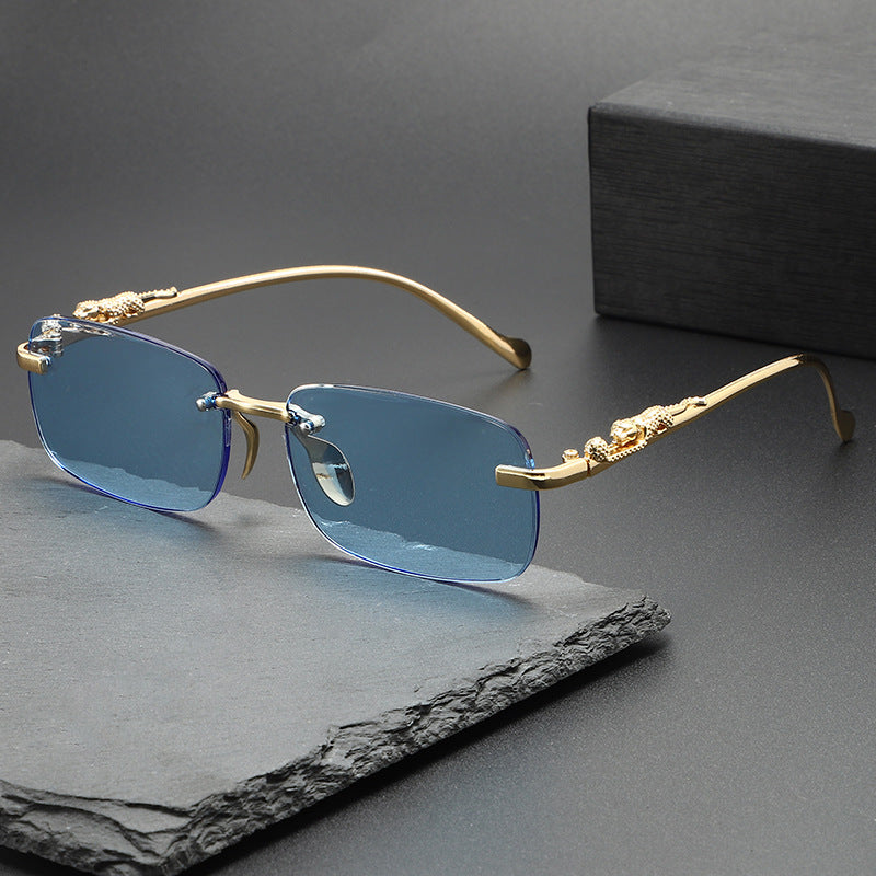 Men's Frameless Sunglasses - Leopard Temple Trendy