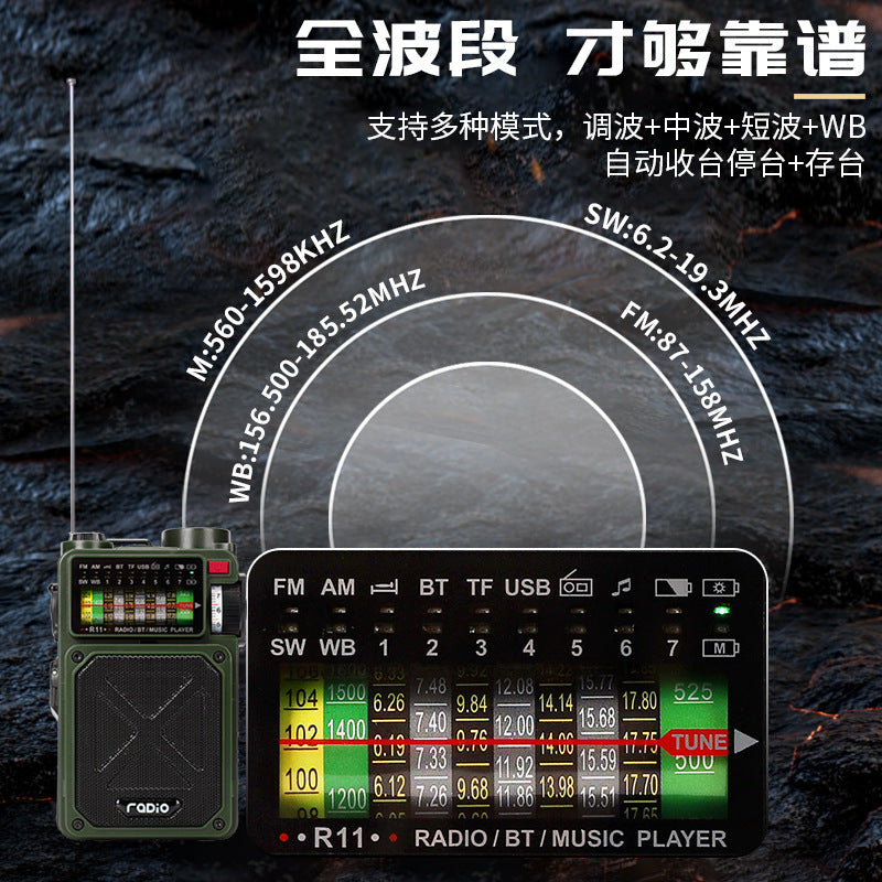R11 Radio Emergency hand-cranked power generation charging radio station Outdoor Camping lamp Earthquake Preparedness