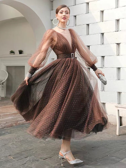 Foreign trade single summer new pure organza long-sleeved dress