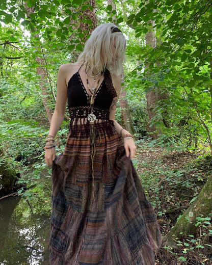 2023 summer new European and American fashion women's silk silk floral skirt large pleated skirt