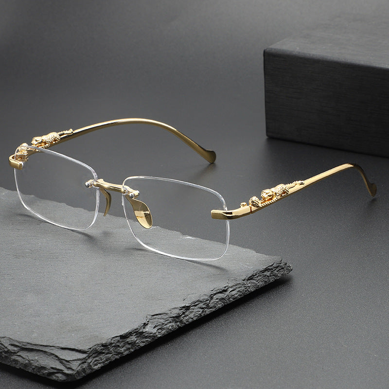 Men's Frameless Sunglasses - Leopard Temple Trendy