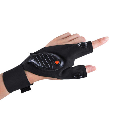 LED flashlight luminous fishing gloves, outdoor lighting, USB charging finger light gloves