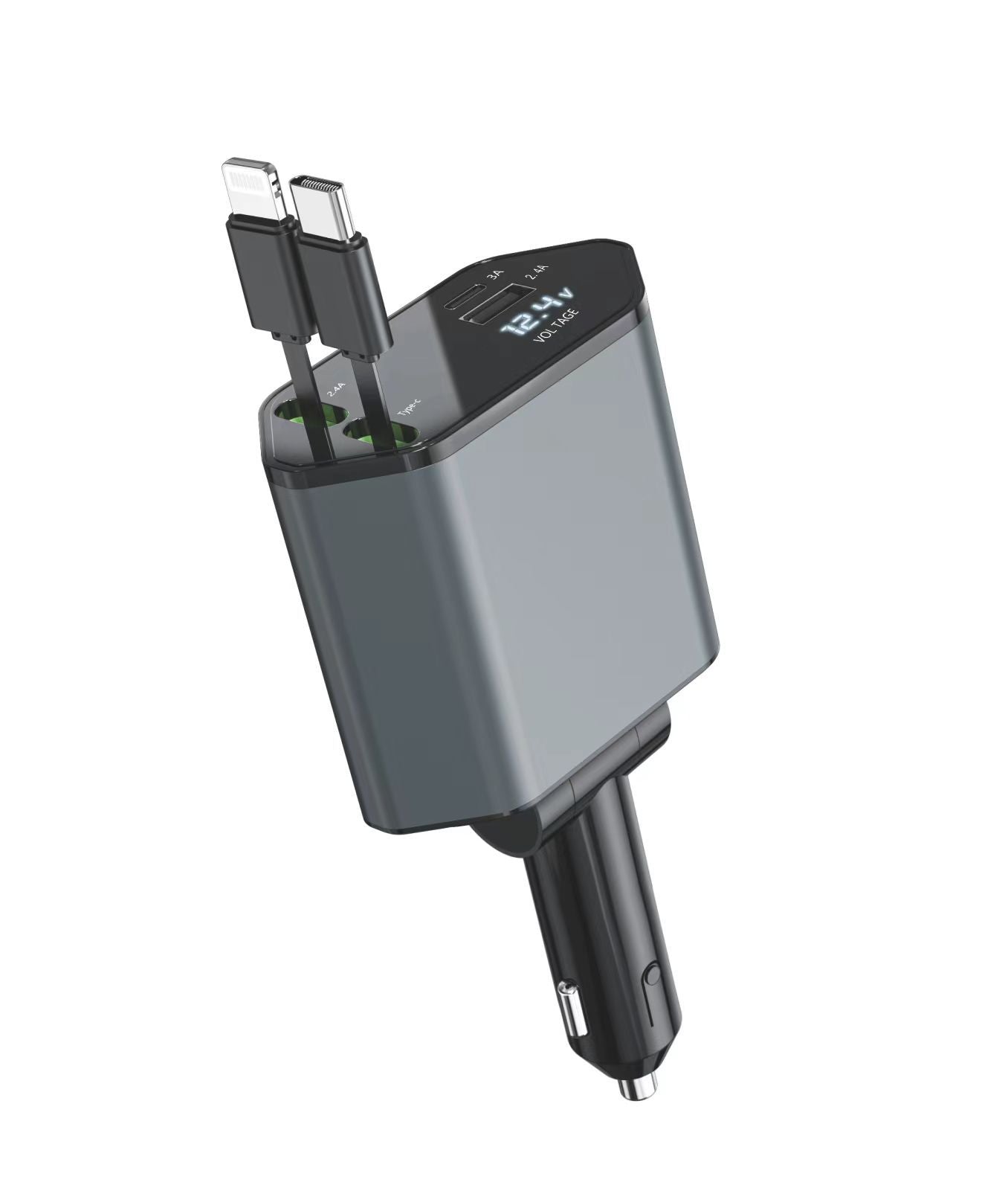C9 Starry Sky Top Fast Charging 120W built-in retractable Cable Car charger, one-to-four multi-functional digital display car charger