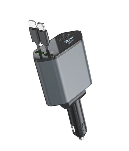 C9 Starry Sky Top Fast Charging 120W built-in retractable Cable Car charger, one-to-four multi-functional digital display car charger