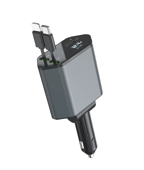 C9 Starry Sky Top Fast Charging 120W built-in retractable Cable Car charger, one-to-four multi-functional digital display car charger