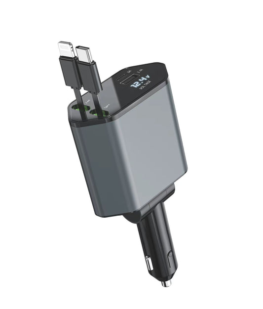 C9 Starry Sky Top Fast Charging 120W built-in retractable Cable Car charger, one-to-four multi-functional digital display car charger