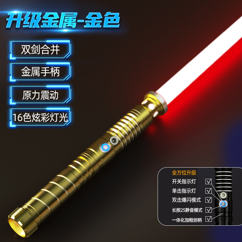 A high-end two-in-one metal light-emitting, color-changing, vibrating and colorful lightsaber charging toy