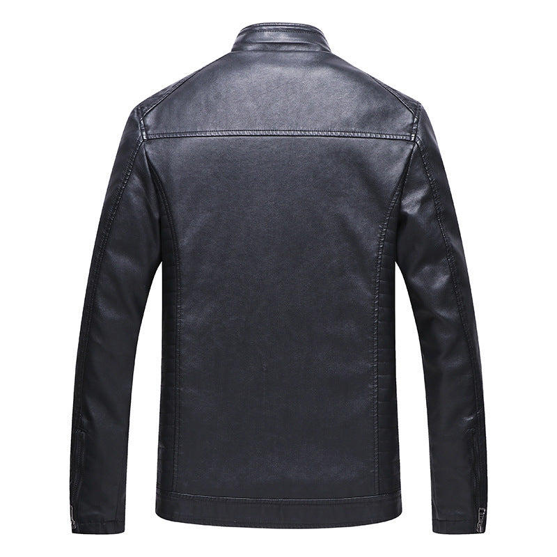 Men's Lined PU Leather Jacket