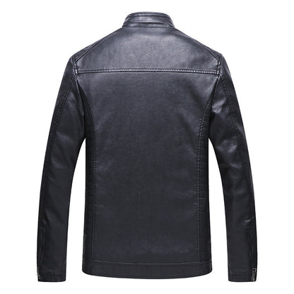 Men's Lined PU Leather Jacket