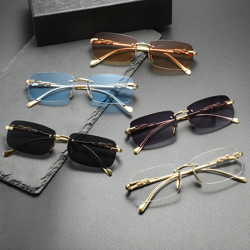 Men's Frameless Sunglasses - Leopard Temple Trendy