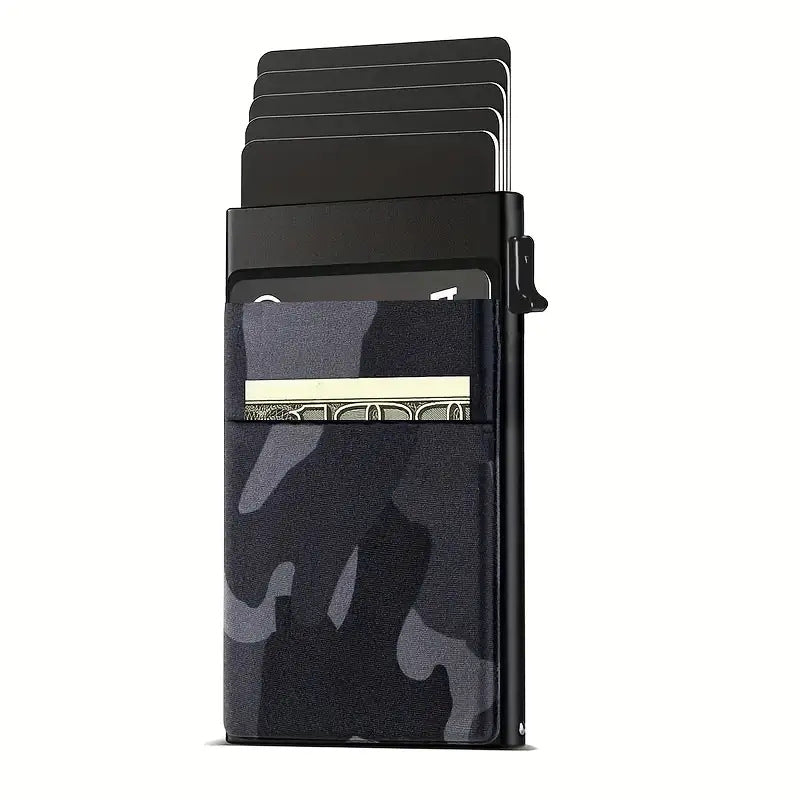 Men's ultra-thin RFID protective wallet card holder aluminum side-pushing card box