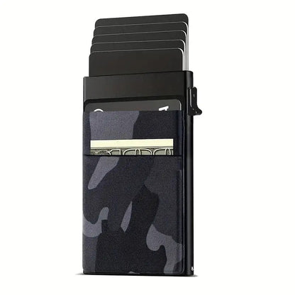 Men's ultra-thin RFID protective wallet card holder aluminum side-pushing card box