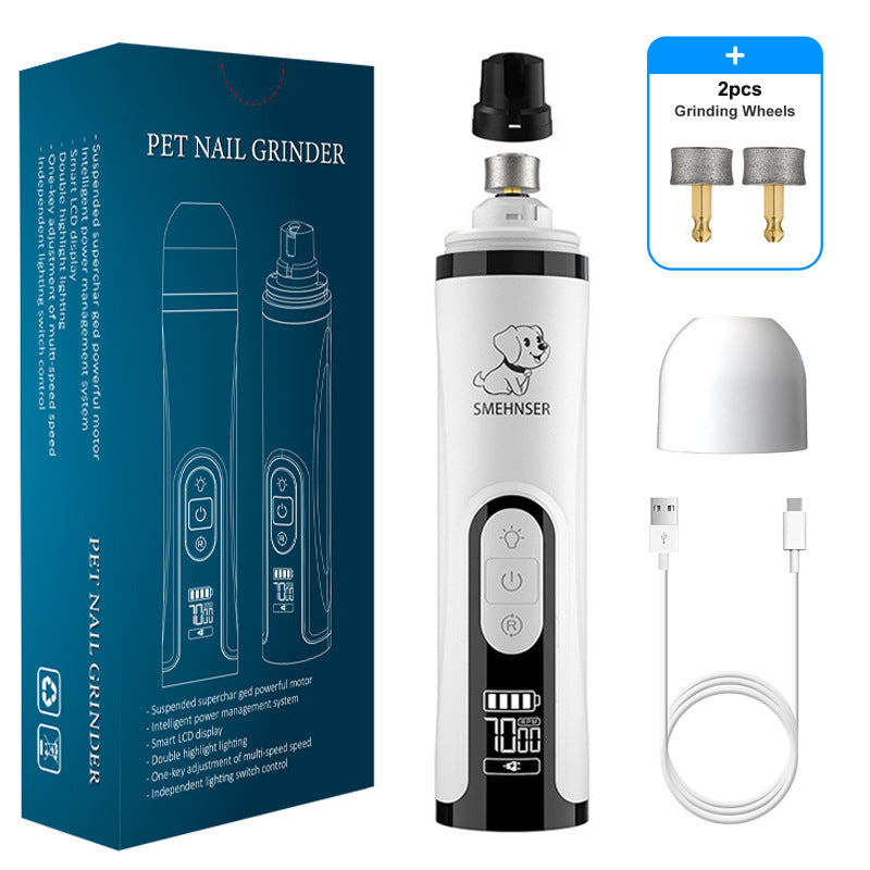 3-level LED dual-light pet nail sharpener, LCD liquid crystal screen, high-power electric nail tool for cats and dogs, charging nail trimming device