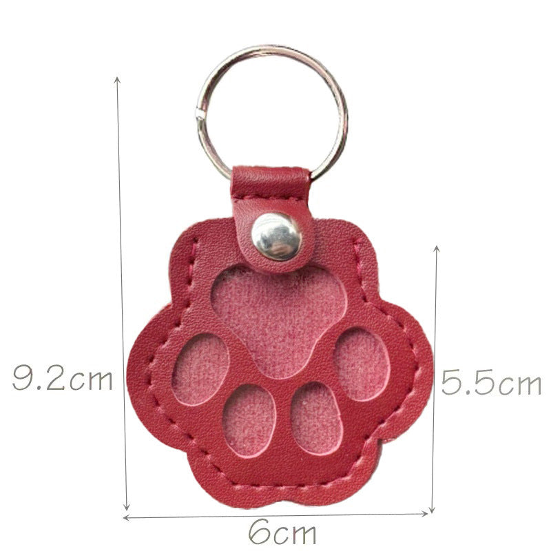 Leather Pet Hair Keepsake Keychain - Cat and Dog Pendant