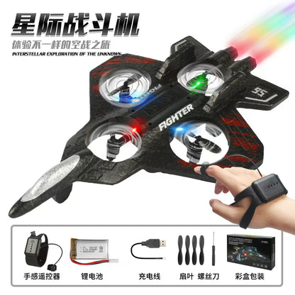 Children's remote-controlled fighter jets, remote-controlled aircraft, charging, shock-resistant model aircraft, gliders, boys