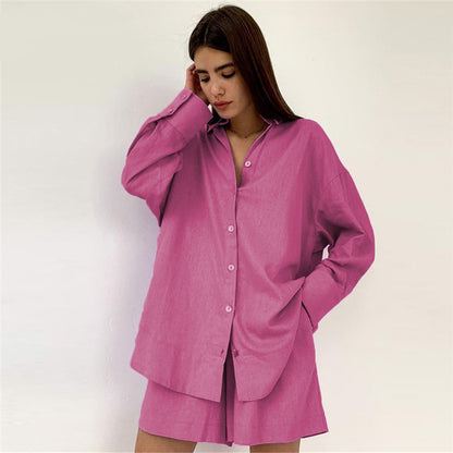 Europe and the United States cross-border foreign trade jacket shorts suit solid color sexy temperament women's fashion casual lapel cardigan