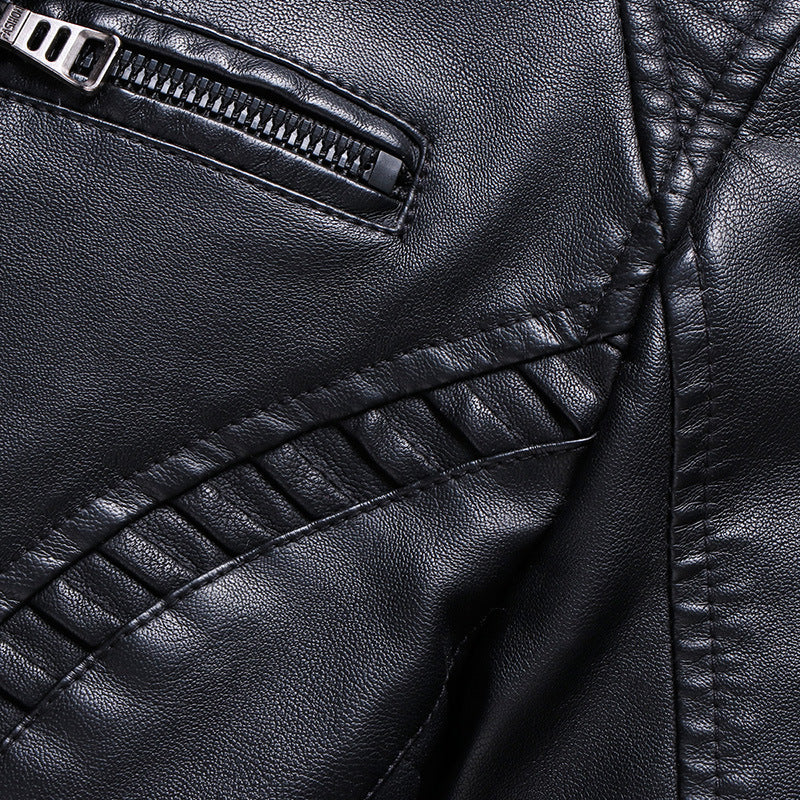 Men's Lined PU Leather Jacket