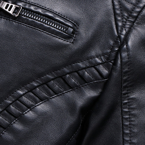 Men's Lined PU Leather Jacket