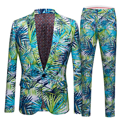 Men's Slim Fit Floral Suit Jacket - Hawaiian Style