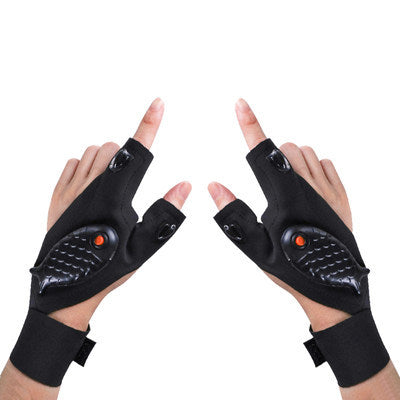 LED flashlight luminous fishing gloves, outdoor lighting, USB charging finger light gloves