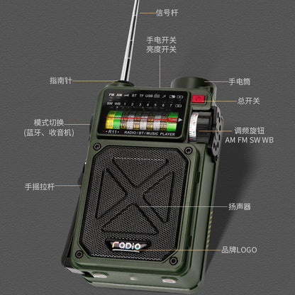 R11 Radio Emergency hand-cranked power generation charging radio station Outdoor Camping lamp Earthquake Preparedness